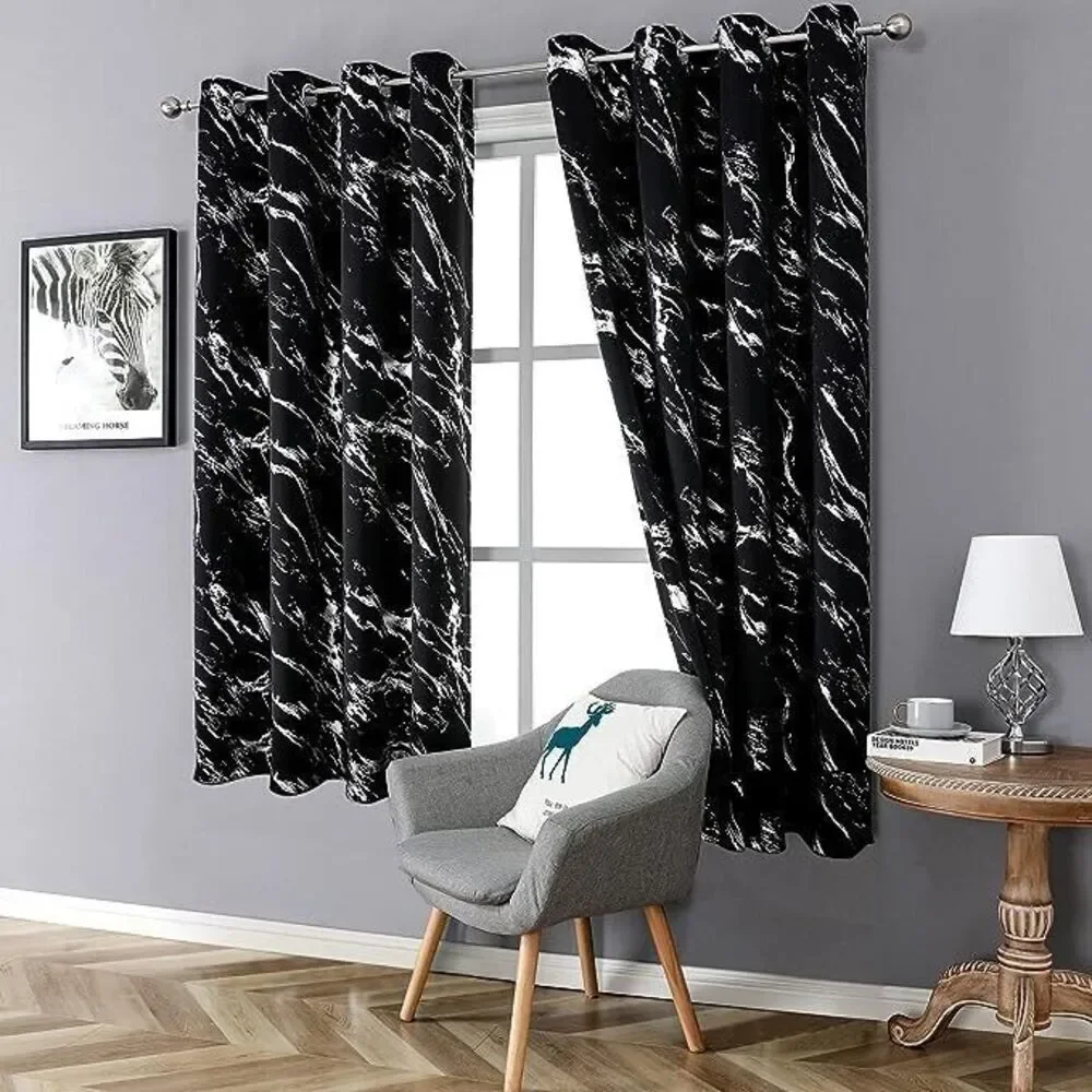 Silver Foiled Blackout Curtains Bedroom, Thermal 2 Panels, 52W x 45L in